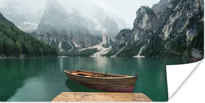 Produktbild von MuchoWow® Poster Nebel - Schnee - Berg - Boot 40x20 cm - Poster für die Wand - Poster Schlafzimmer
