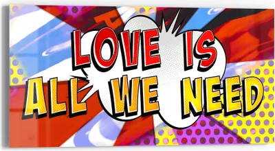 Produktbild von DEQORI Glasbild Echtglas 60x30 cm 'Liebe Über Alles' Wandbild Bild modern Deko