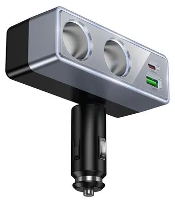 Produktbild von Autoladegerät Hoco 1x USB-A + 1x USB-C + 2x Zigarettenanzünder-Anschlüsse, PD, QC 3.0, max. 240 W/24 V, Z65B, schwarz