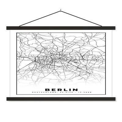 Produktbild von MuchoWow® Textilposter Berlin - Karte - Stadtplan 120x80 cm mit schwarzem Rahmen - Wanddeko