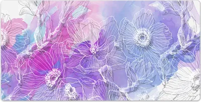 Produktbild von Mauspad - Schreibtischunterlage - 120x60 cm - Tischunterlage - Farbenfrohe weiße Blumen