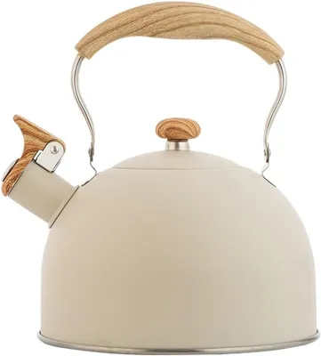 Produktbild von Pfeifkessel aus Edelstahl 2,5 l Pfeifkessel mit Küchenpicknick-Teekanne mit Holzgriff für Induktionsgasherde