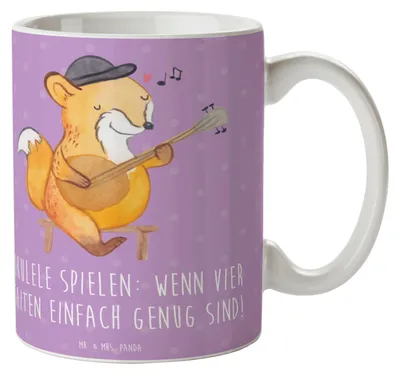 Produktbild von Mr. & Mrs. Panda Teetasse Ukulele Freude - Lavendeltraum - Geschenk, Lernen, Musizieren, Musiker, Becher, Kaffeebecher, Saiten, Tasse, Lieder, Fortgeschrittene, bedruckt