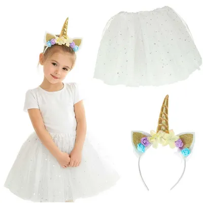 Obrázek produktu pro Karnevalový kostým Unicorn Čelenka+sukně Bílá 3-6 let