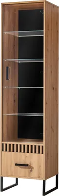 Produktbild von Minio, Vitrine "Melle" 50 cm, Decorpanel mit oder ohne Lamellen, Artisan Eiche/Schwarz Matt Farbe