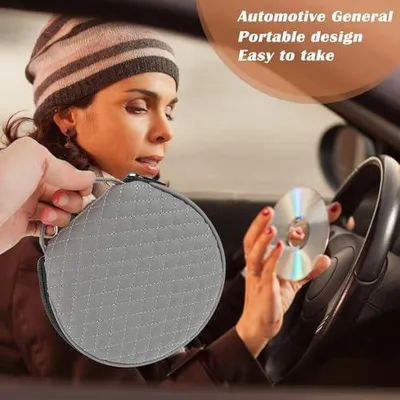 Produktbild von Praktische NUOBESTY Auto-CD-Aufbewahrungstasche aus leichtem Polyurethanmit gesticktem Karomuster für Auto und Zuhause