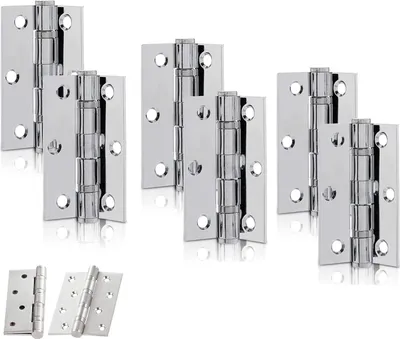 Produktbild von Klappscharniere aus Edelstahl,6 Stück für Möbel, Hardware, Schrank, Schublade, 63 mm, silberfarben