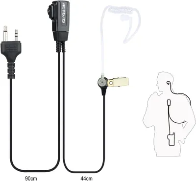 Immagine prodotto di Retevis Trasmettitore Cuffie 2 Pin Compatibile con Walkie Talkie Midland G7 G9 G6 GXT250 GXT325 GXT550 GXT650 LXT112 Alan39 Alan507 Cuffie con tubo acustico Alan507 (2 pz.)