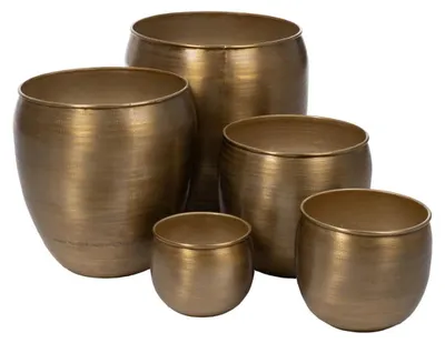 Produktbild von Set aus Pflanzgefäßen – Goldfarbenes Aluminium – 48,9 x 48,9 x 48,9 cm – 5 Stück