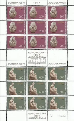 Produktbild von Briefmarken Jugoslawien 1974 Mi 1557Klb-1558Klb Kleinbogen (kompl.Ausg.) gestempelt Skulpturen