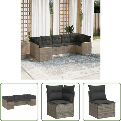 Produktbild von The Living Store 7-tlg. Garten-Sofagarnitur mit Kissen Grau Poly Rattan