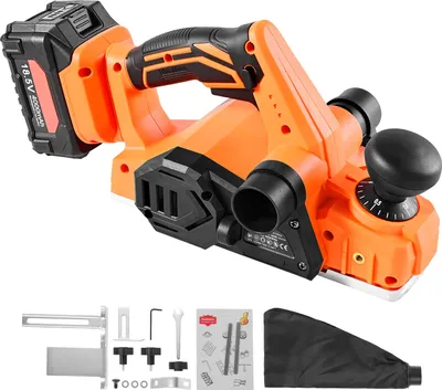 Zdjęcie produktu dla Akumulatorowy strug do drewna SucceBuy, szerokość cięcia 82 mm, strug elektryczny 15000 obr/min z akumulatorem litowym 4,0 Ah 18 V, silnikiem bezszczotkowym, regulowaną głębokością cięcia i workiem na pył, idealny do obróbki drewna