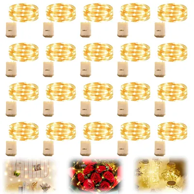 20er-Pack batteriebetriebene Lichterkette, 2 m, 20 LEDs, warmweiß