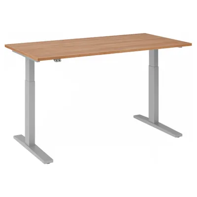 Image de Bureau réglable en hauteur XMKA | 2 moteurs | 120-180 cm | électrique | noyer, Couleur du piètement:Argent, Dimension du plateau:160 x 80 cm