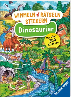 Produktbild von Ravensburger Buch Quiz und Rätsel Wimmeln, Rätseln, Stickern Dinosaurier 48870