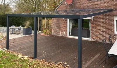 Produktbild von 706 x 350cm Aluminium Terrassenüberdachung Salzburg Anthrazit mit Glas Klar