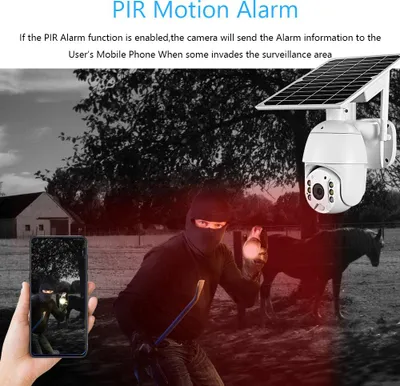 Productafbeelding van 4 MP draadloze zonnepaneel-bewakingscamera, waterdichte buitenbewaking met nachtzicht in kleur, ondersteunt PIR-bewegingsdetectie/twee-weg audio