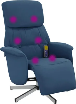 Obrázok produktu pre vidaXL Masážne kreslo s podnožkou modrá látka