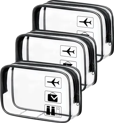 Image de Ensemble de trousses de toilette, 3 pièces, en PVC transparent, étanche, idéal pour les voyages