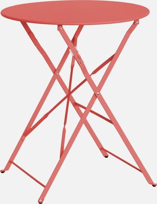 sweeek - Klappbarer Bistro-Gartentisch aus Metall Ø60cm, 2 Personen - Terrakotta