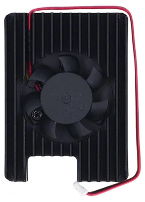 Image de Ventilateur de refroidissement adapté au Compute Module 5 (CM5) : vitesse réglable par PWM, alimentation 5 V. Ventilateur et dissipateur thermique tout-en-un en alliage d'aluminium, avec bandes thermiques