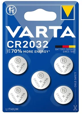 Produktbild von Varta, Lithium-Knopfzelle CR2032 Batterie, 5 Stück