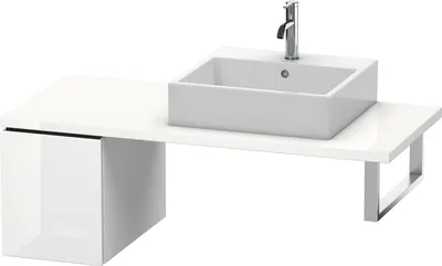 Produktbild von Konsolenunterschrank L-CUBE 400x320x547mm weiß hochglanz weiß hochglanz