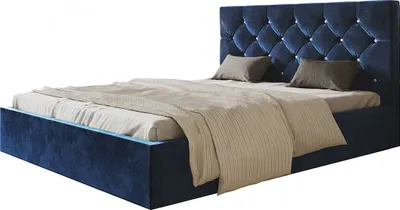 Produktbild von Polsterbett, 160x200 cm, Doppelbett, mit Bettkasten, mit Lattenrost, mit Kopfteil, Modern Bett, Robust, Elegant, Erstklassige Qualität, Slim-7, Dunkelblau