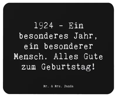 Produktbild von Mr. & Mrs. Panda Mauspad Spruch 1924 Geburtstag - Schwarz - Geschenk, alles Gute zum, Alter, pc, Mousepad, liebevolle Geschenke, Mouse Pad, computer, Geburtstagsfreude