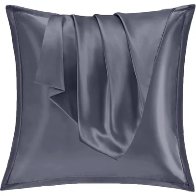 Zdjęcie produktu dla Zestaw 2 poszewek na poduszki, satyna, 60x60 cm, ciemnofioletowe, z zamkiem błyskawicznym
