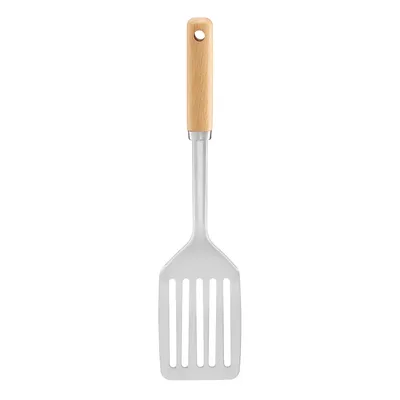 Produktbild von Kuchenspachtel Pfannenwender Bratenwender Holzgriff Stahl 33 x 8 x 3,3 cm