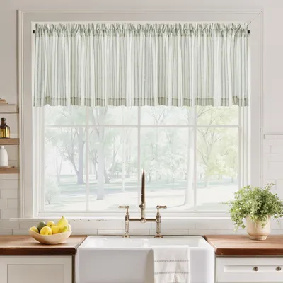 Immagine prodotto di Omgoods - Tende a righe verticali con passanti per asta, set da 1, 130 x 45 cm