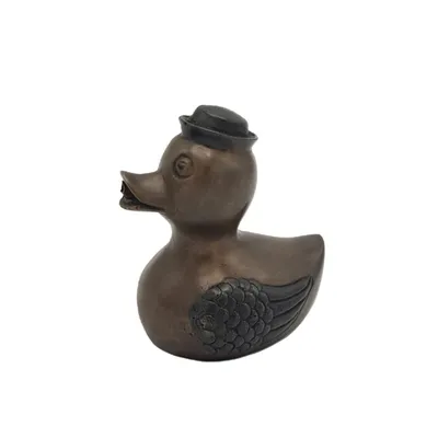 Produktbild von Schöne Ente als Wasserspeier für den Gartenteich, Brunnen oder im Blumenbeet, aus Bronze Neu Frostfest Witterungsbeständig, Tierfigur BO-BS1514B