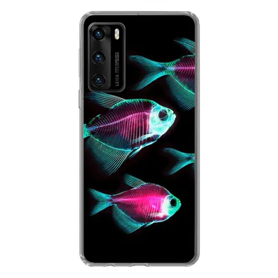 Produktbild von MuchoWow® Handyhülle Schutzhülle Hülle für Huawei P40 Fisch - Lila - Blau Silikon Softcase Handy Hülle - Handytasche