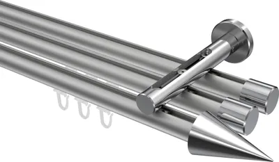 Produktbild von Interdeco Innenlaufstange / Gardinenstange mit Innenlauf Silbergrau / Chrom, Typ Siteno Savio (Kegel), 20 mm Ø 3-läufig, 240 cm