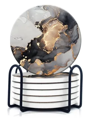 Image de Lot de 6 sous-verres absorbants avec support