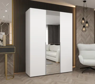 Produktbild von Kleiderschrank 150 cm ASUDA mit Spiegel - weiß/Kaschmir