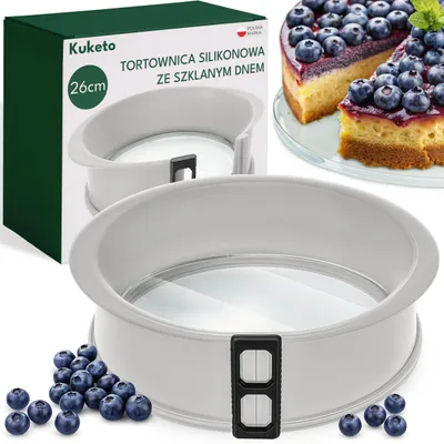 Produktbild von Kuketo | Silikon Tortenform Mit Glasboden Ø 26 Cm – Backform Für Kuchen & Torten – Hitzebeständig, Flexibel & Leicht Zu Reinigen