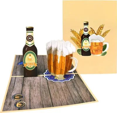 Produktbild von Vatertagskarte – 3D-Pop-up-Vatertagskarte – Liebeskarte zum Vatertag – Geburtstagskarte für Papa (Bier für Papa)