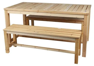 Image de Set table + 2 bancs en bois "Formentera" - Beige - L 150 x l 80 x H 77 cm
