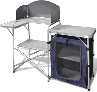 Produktbild von Campingküche aus Aluminium mit Windschutz und Tragetasche Klappbar
