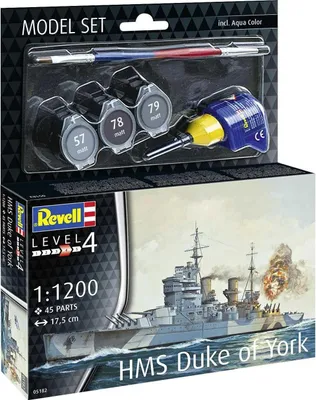 Produktbild von Revell Modellbausatz Schlachtschiff HMS Duke of York 1:1200 - 45 Teile
