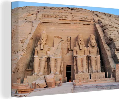 Zdjęcie produktu dla OneMillionCanvasses® - Obrazy na płótnie - 140x90 cm, Świątynia Ramzesa II Aboe Simbel w Egipcie, dekoracja ścienna - Zdjęcie na płótnie - Obraz na płótnie