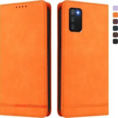 Produktbild von Hülle für Samsung Galaxy A03S, Retro Kunstleder Ständer Klapphülle mit Kartenfächer und Magnetische Orange