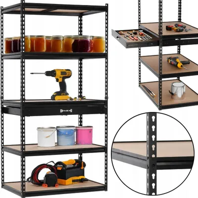 Produktbild von Metallregal mit Schublade, 180 × 90 × 60 cm