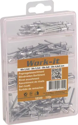 Produktbild von Work-it Blindnieten Sortiment 120 teilig Nieten Popnagel Set
