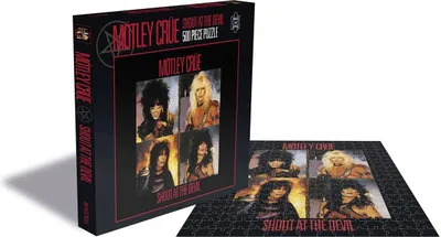 A Mötley Crüe "Shout at the Devil" 500-piece puzzle and its box are shown.