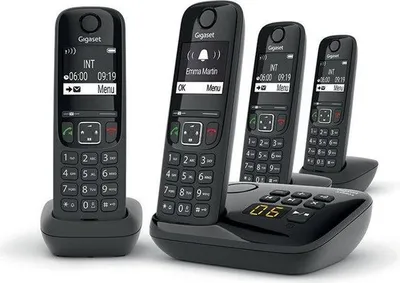 Immagine prodotto di GIGASET AS690 A Quattro Telefono cordless, segreteria telefonica 20 min, vivavoce, 100 contatti, nero