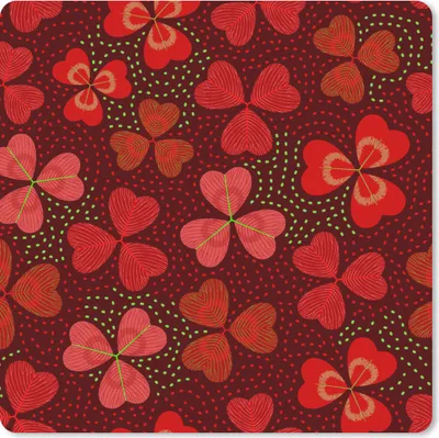 Produktbild von MuchoWow® Mauspad Mousepad Muster - Klee - Rot 20x20 cm - Mousepads - Maus Mat - Pad - Mausunterlage - Desk Mat - Bureauartikeln