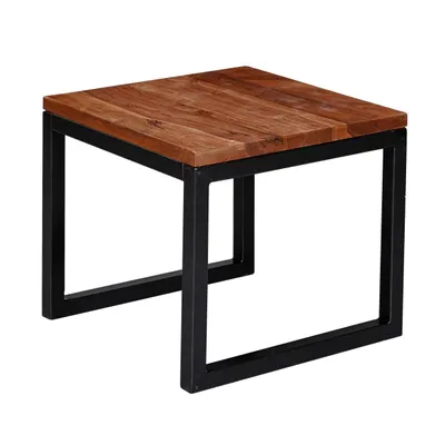 Produktbild von Beistelltisch 45x40x45 cm Sheesham Massivholz / Metall Wohnzimmertisch, Industrial Style Designer Holztisch, Tisch Wohnzimmer, Kleiner Couchtisch Massiv